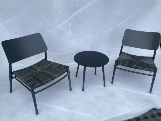 3 Piece Black Minimalistic Patio Furniture Set