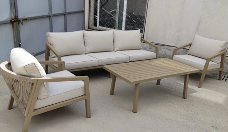 4 Piece Cream Curved Back Patio Furniture
